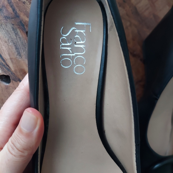 Black Leather Wedge Heels - Picture 6 of 7